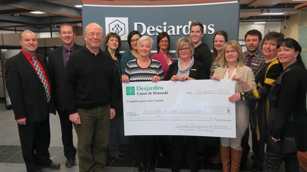 La Caisse Desjardins de Rimouski et Desjardins Assurances remettent 16 000 $ à l’Association du cancer de l’Est du Québec
