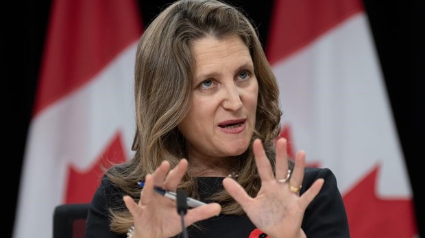 Freeland présentera son énoncé économique le 21 novembre